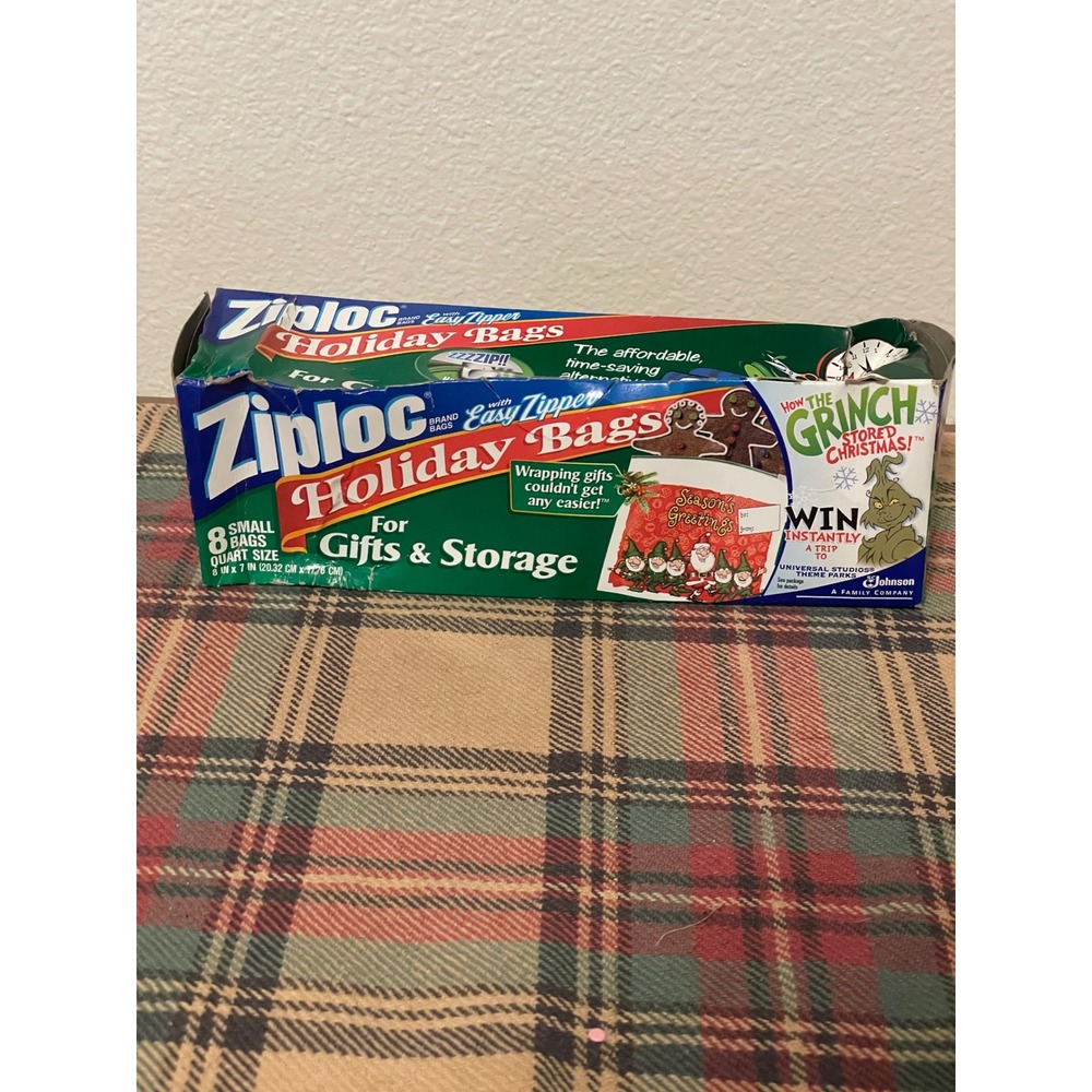Ziploc Holiday Bags Grinch‎ Movie 2000 Small Quart 8ct Green Fair Vintage
